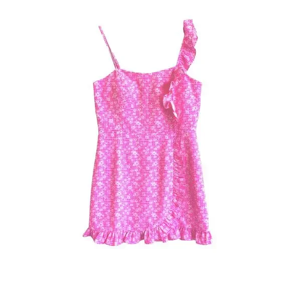 Lilly Pulitzer Maetha Romper Aura Pink One Shoulder romper palm beach style - Picture 2 of 8